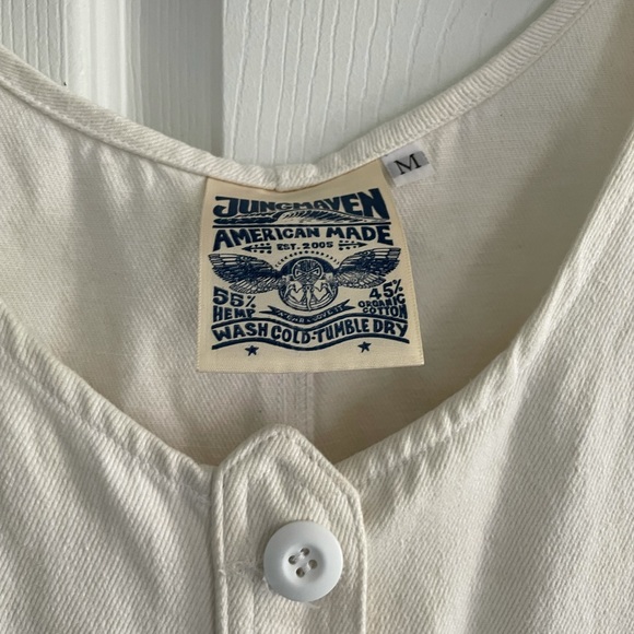 Jungmaven Hemp Button Front Jumper Coveralls/Overalls - Washed White - Picture 3 of 5